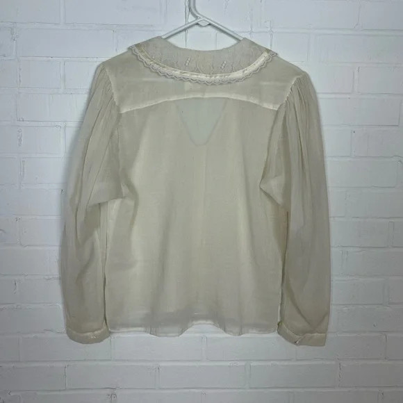Vintage Gunne Sax Button Up Top with Lace Collar - Picture 7 of 8